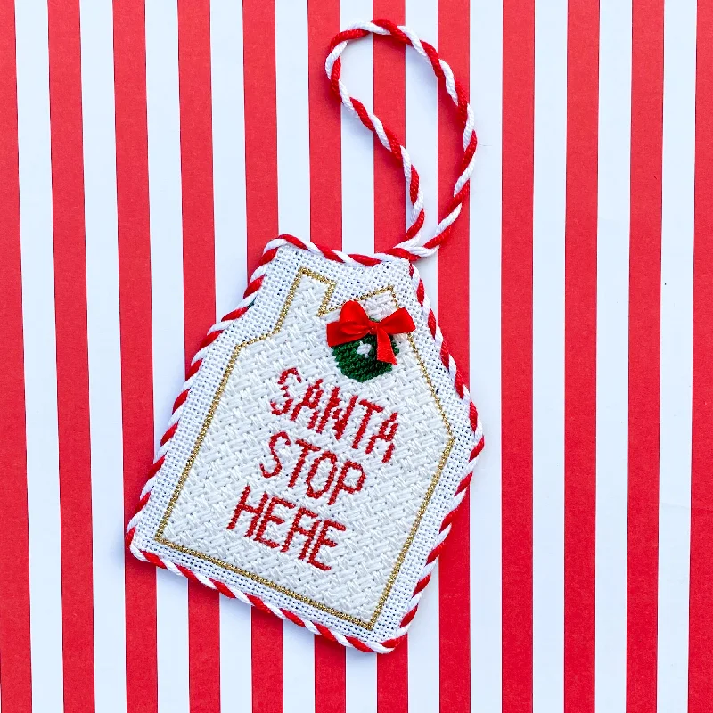 Santa Stop Here Needlepoint Canvas