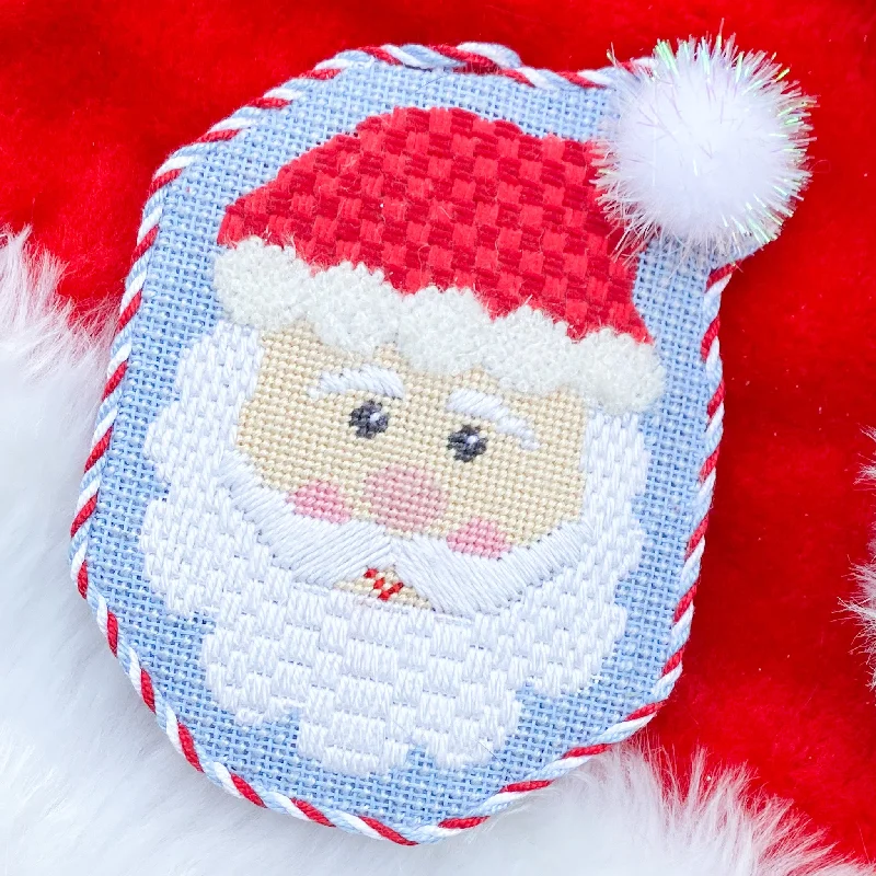 Santa with Pom Pom Hat Needlepoint Canvas