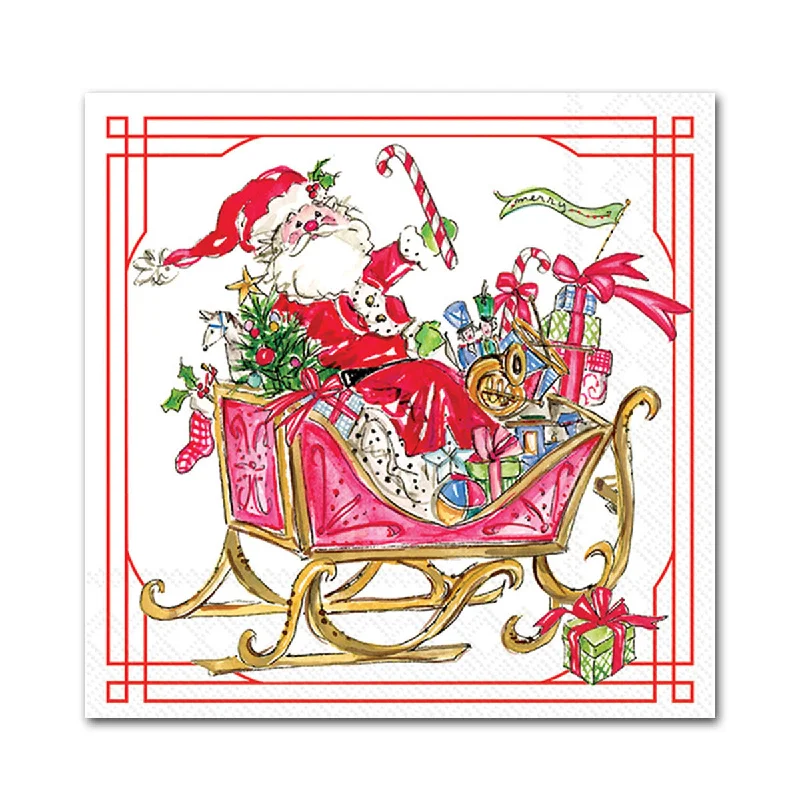 Santa's Sleigh Paper Beverage Napkins