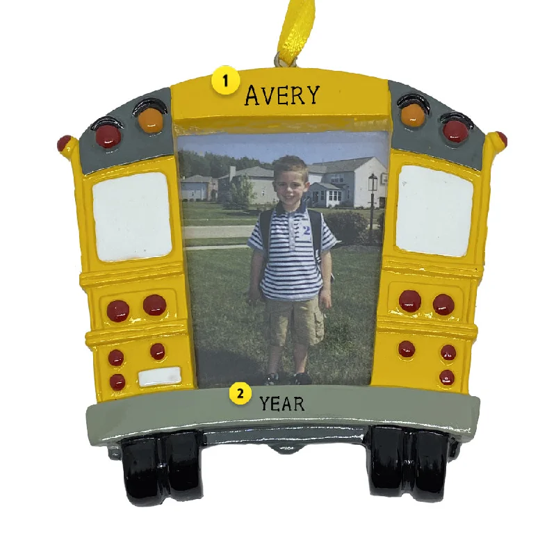 Personalized School Bus Picture Frame Ornament