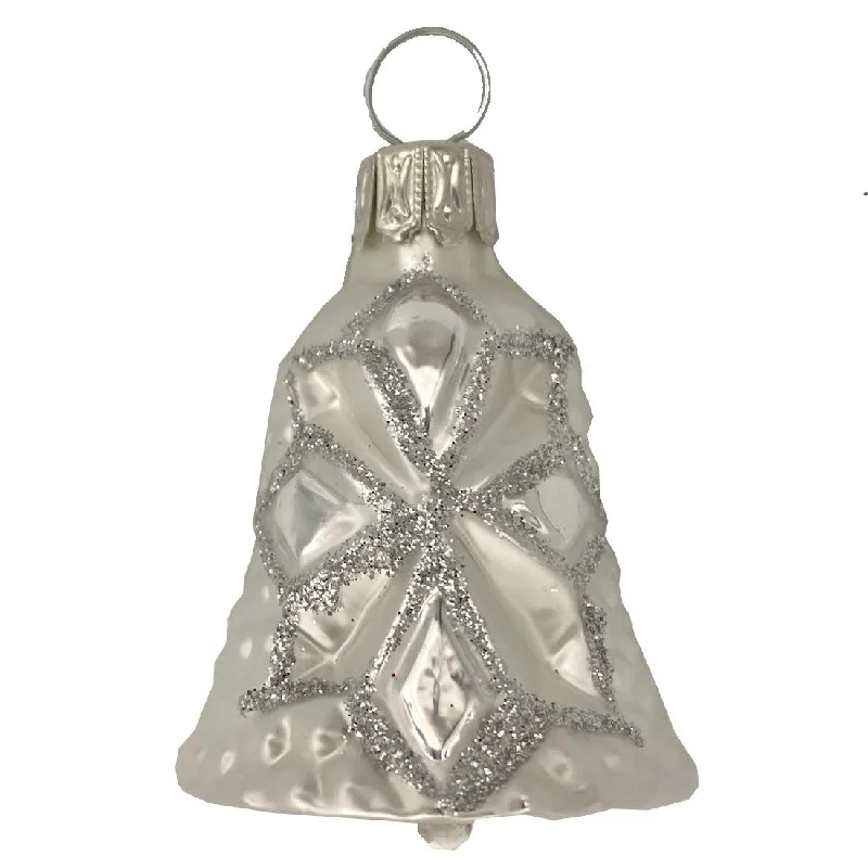 Bell, silver with snowflakes by Glas Bartholmes