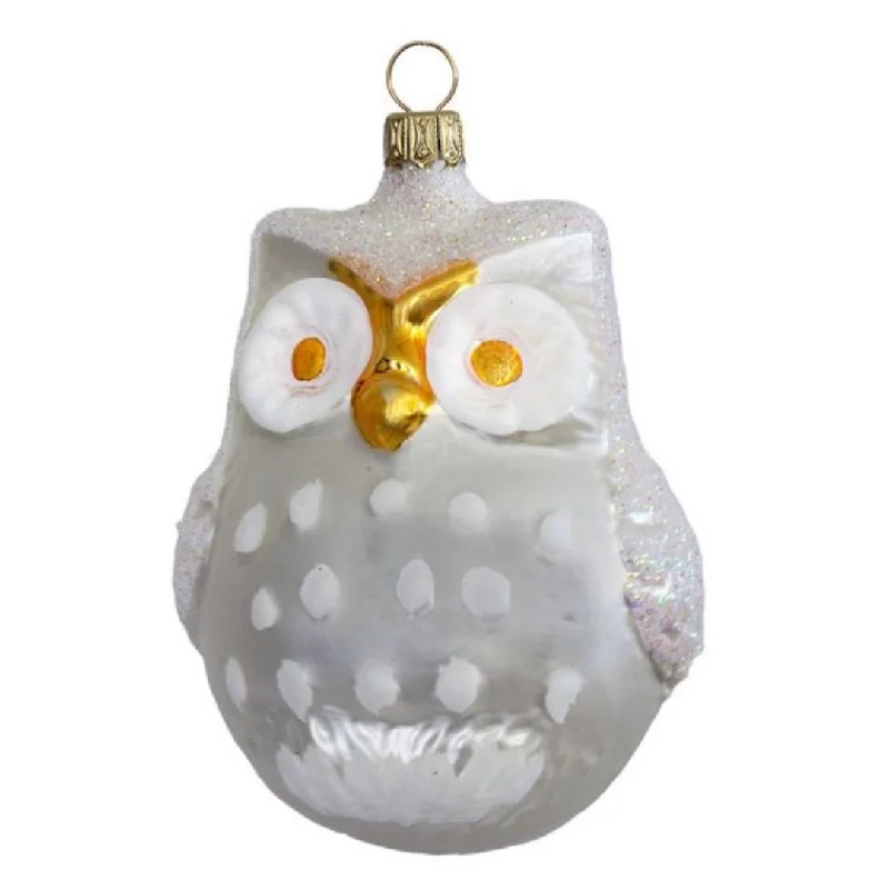 Snowy Owl Ornament, silver by Glas Bartholmes