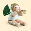 Sitting Angel with Trumpet Wooden Figurine by Wendt und Kuhn