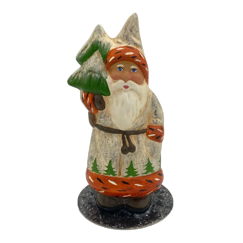 One-of-a-Kind Small Santa in Rustic Tree Coat by Ino Schaller