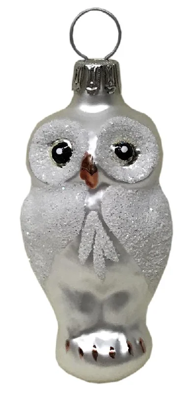 Small White Owl Ornament by Glas Bartholmes