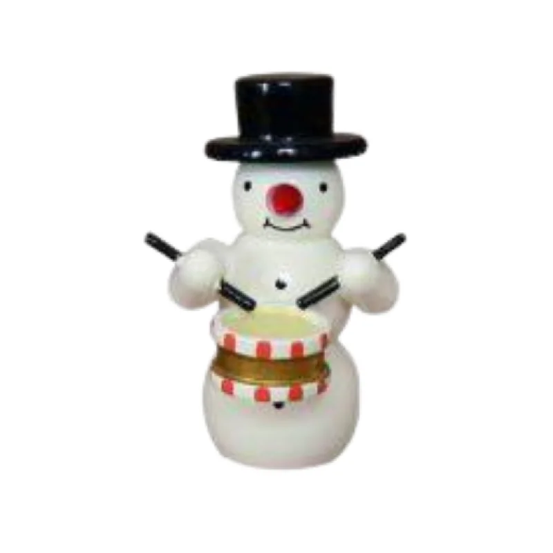 Snowman Band, Snowman with Drum by Erzgebirgische Holzkunst Gahlenz GmbH