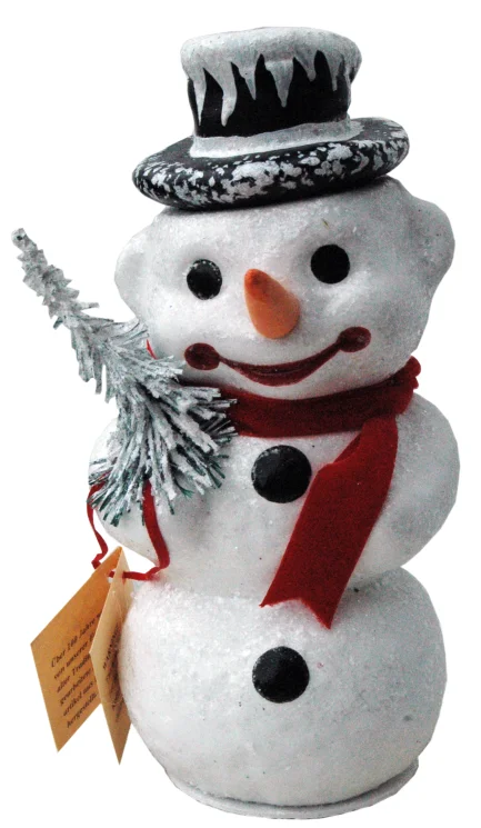 Snowman Paper Mache Candy Container by Ino Schaller