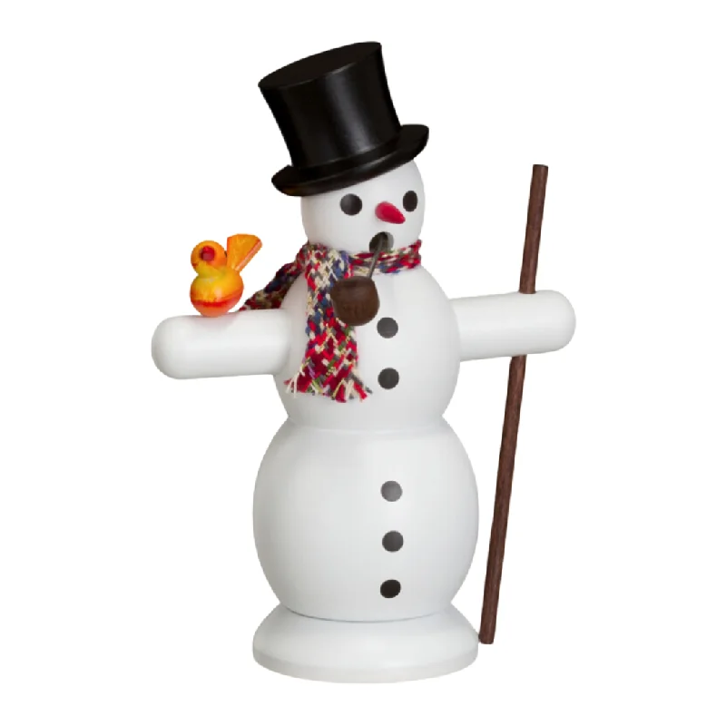 Snowman with Scarf Smoker by Seiffener Volkskunst