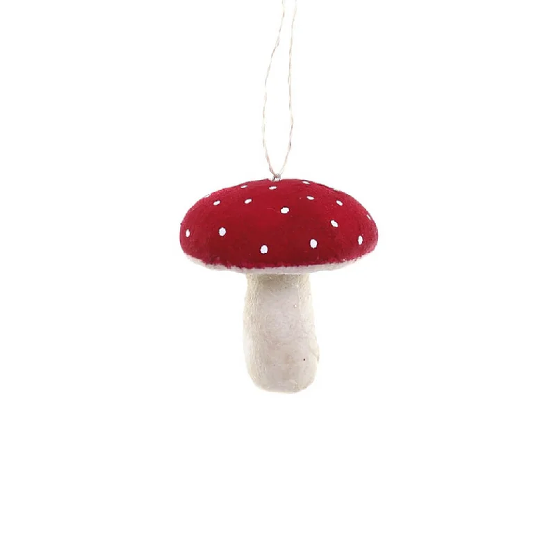 Spun Cotton Mushroom Ornament 2.5"