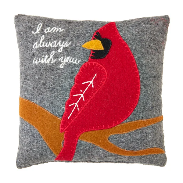 Square Cardinal Felted Pillow By Mud Pie