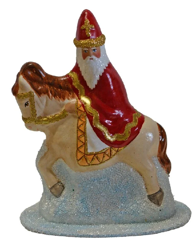 St. Nicholas on Horse Paper Mache Candy Container by Ino Schaller