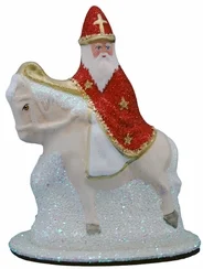 St. Nick on Horse Paper Mache Candy Container by Ino Schaller