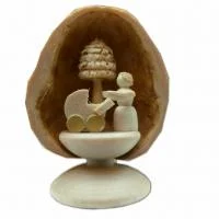 Standing Miniature Mother and Baby in Walnut Shell by HolzWerkstatten Gernegross