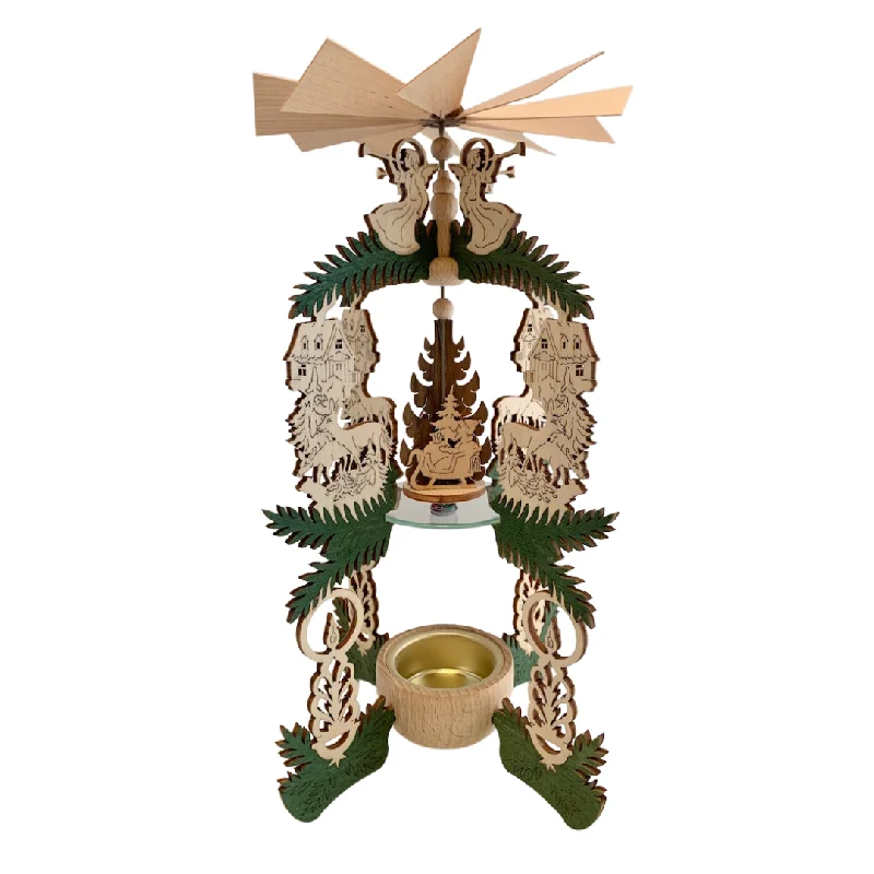 Branch and Forest Haus Frame with Elves and Deer, Tea Light Pyramid by Harald Kreissl