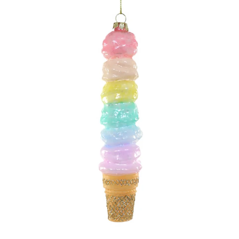 Ultimate Rainbow Ice Cream Cone Ornament 6.5"