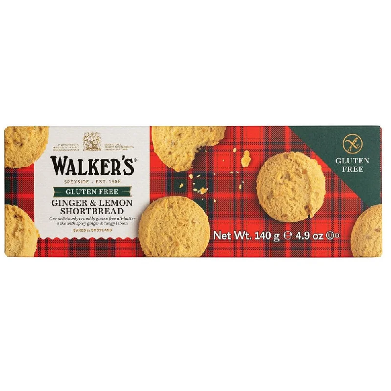 Walkers Gluten Free Ginger & Lemon Shortbread Cookies, 4.9 Ounce