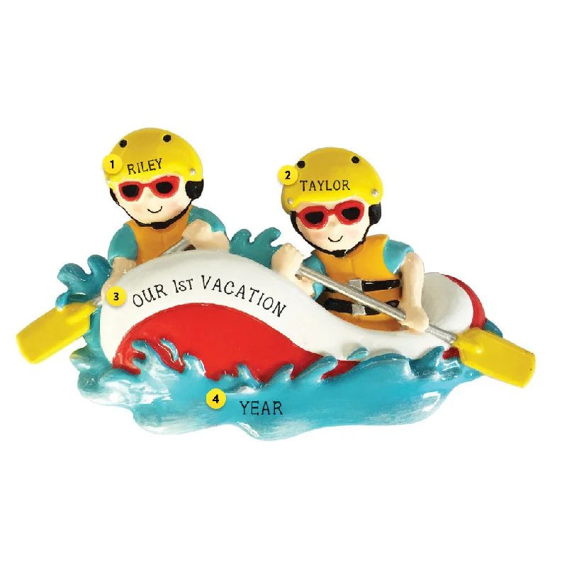 Personalized White Water Rafting Couple Ornament