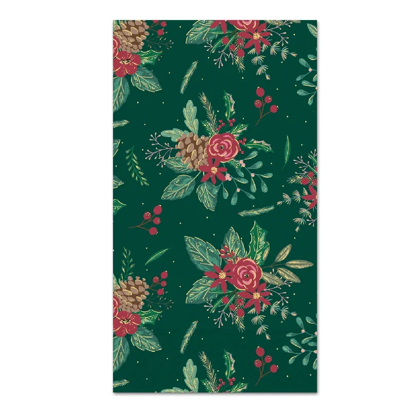 Winter Botanical Gold Foil Paper Guest Towels - Evergreen