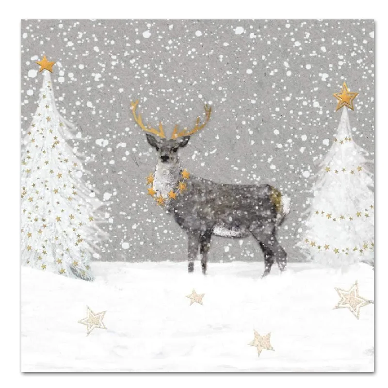 Winter Silence Stag Holiday Paper Luncheon Napkins