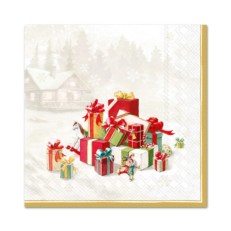 Wrapped Holiday Presents Paper Beverage Napkins